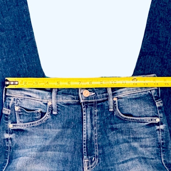 MOTHER Insider Crop Step Fray Blue Denim Jeans Love on the Edge Heart Size 27 - Picture 11 of 16